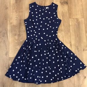 Madison Jules small navy and white polka dot dress